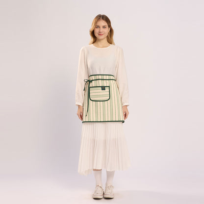 Rottie Studio 'Stitch Line' Oxford Half Apron - Vintage Cafe Style Waist Apron