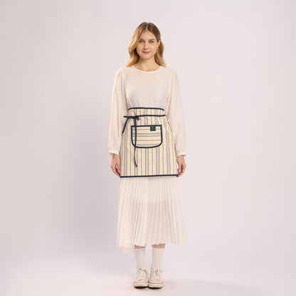 Rottie Studio 'Stitch Line' Oxford Half Apron - Vintage Cafe Style Waist Apron