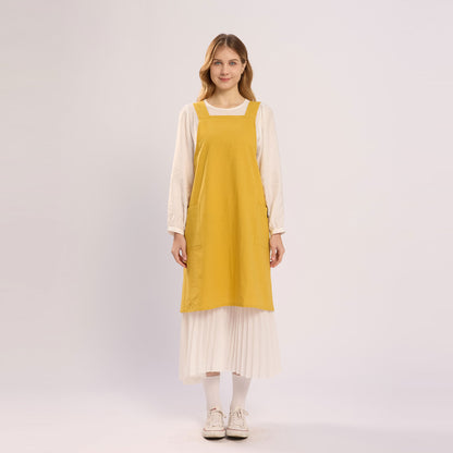 Rottie Studio 'Quiet Plain' Linen-Cotton Tunic Pinafore Apron - No-Tie Button Back