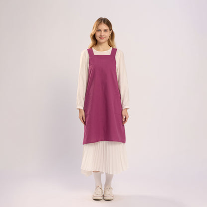 Rottie Studio 'Quiet Plain' Linen-Cotton Tunic Pinafore Apron - No-Tie Button Back