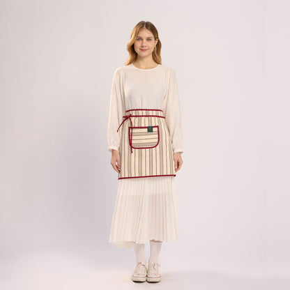 Rottie Studio 'Stitch Line' Oxford Half Apron - Vintage Cafe Style Waist Apron