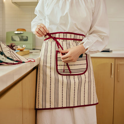 Rottie Studio 'Stitch Line' Oxford Half Apron - Vintage Cafe Style Waist Apron