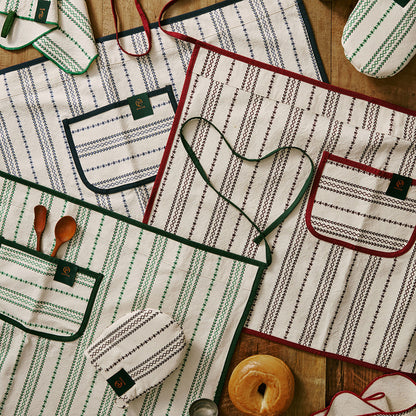 Rottie Studio 'Stitch Line' Oxford Half Apron - Vintage Cafe Style Waist Apron