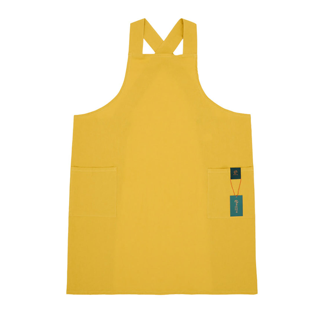Rottie Studio 'Quiet Plain' Linen-Cotton Tunic Pinafore Apron - No-Tie Button Back