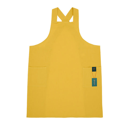 Rottie Studio 'Quiet Plain' Linen-Cotton Tunic Pinafore Apron - No-Tie Button Back