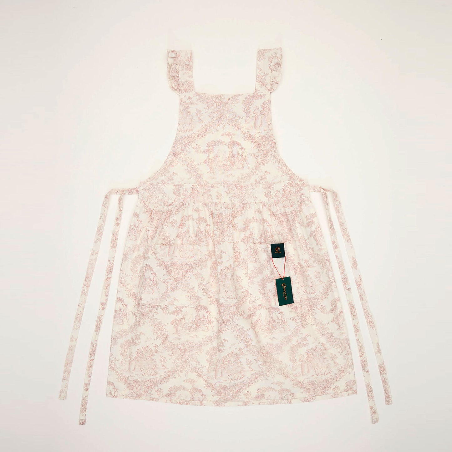 Rottie Studio 'Toile Sketch' Ruffled Cotton Pinafore Apron - Vintage French Style