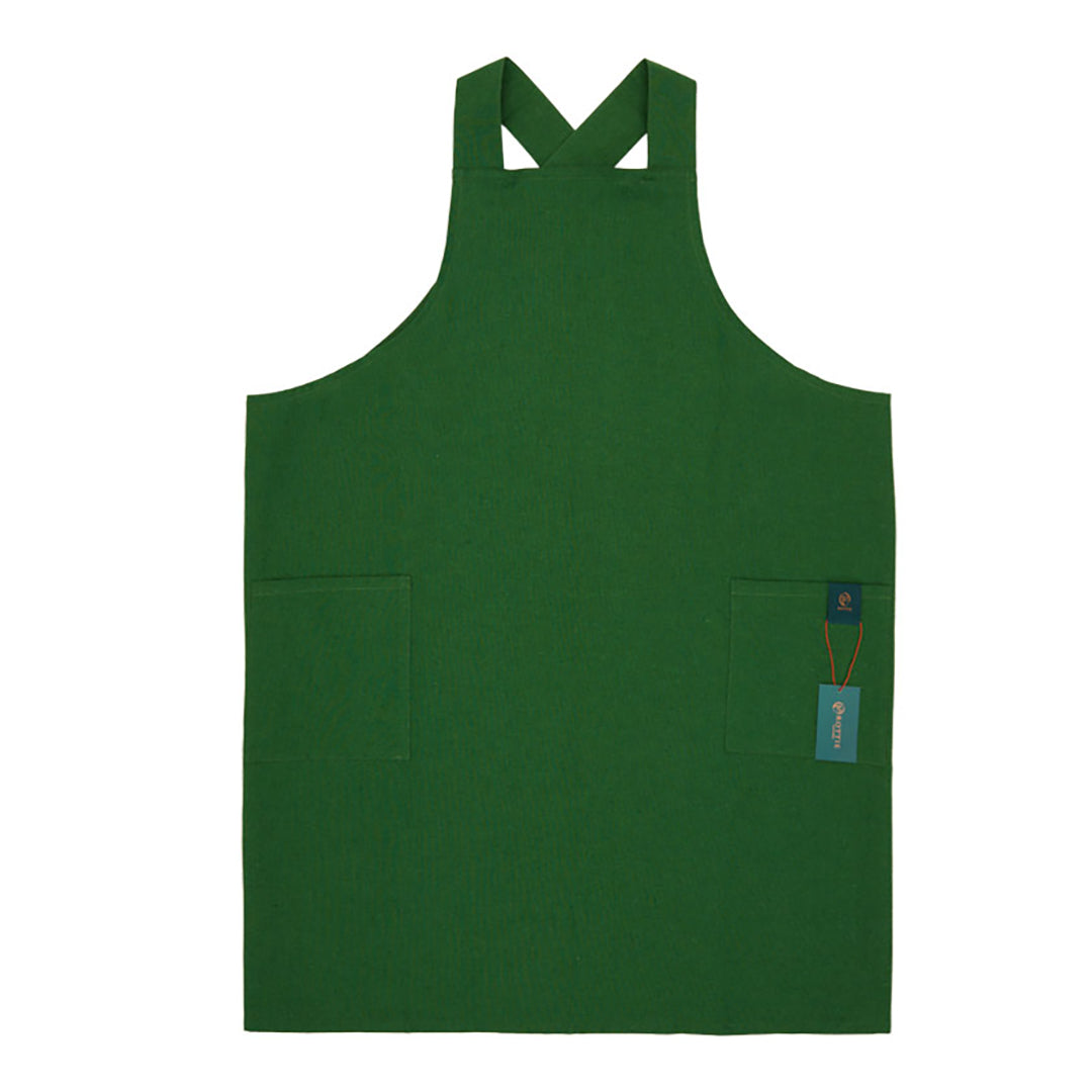 Rottie Studio 'Quiet Plain' Linen-Cotton Tunic Pinafore Apron - No-Tie Button Back