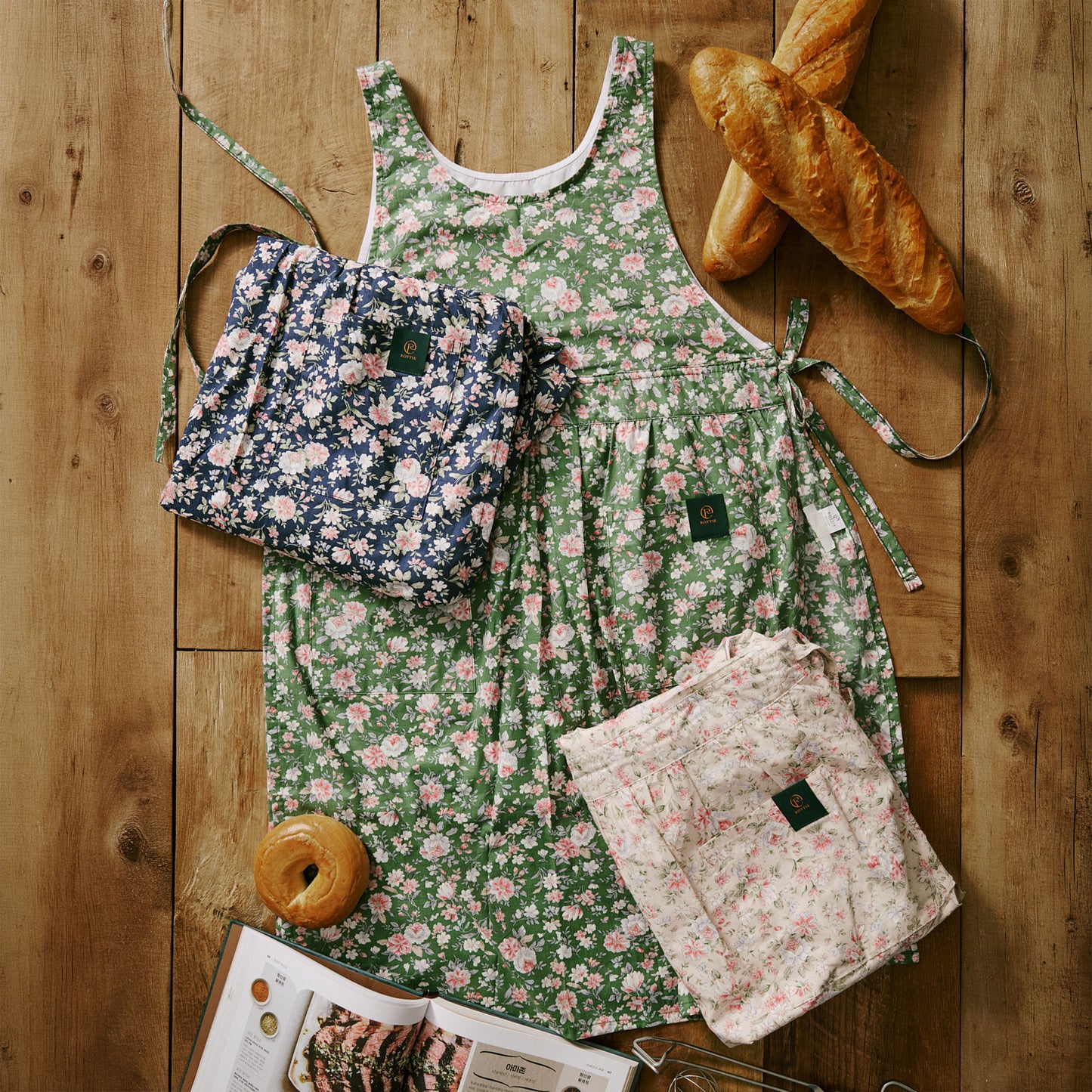 Rottie Studio 'Floral Rest' Cotton Apron (Waterproof Lined) - Vintage French Garden Style
